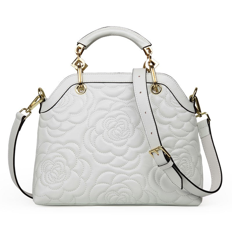 Shades and Satchel White Top Handle Leather Bag 