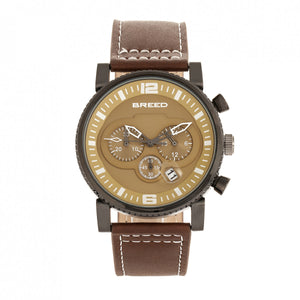 Breed Brown And Camel Ryker Chronograph Leather Band Watch
