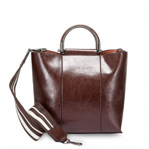 Shades And Satchel Coffee Genuine Leather Shoulder Bag 