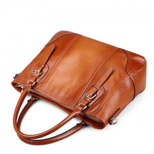 Shades and Satchel Brown Genuine Leather Tote Bag