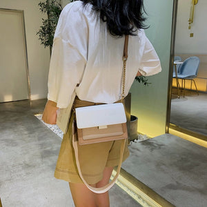 Lammei Cream and White Shoulder Handbag